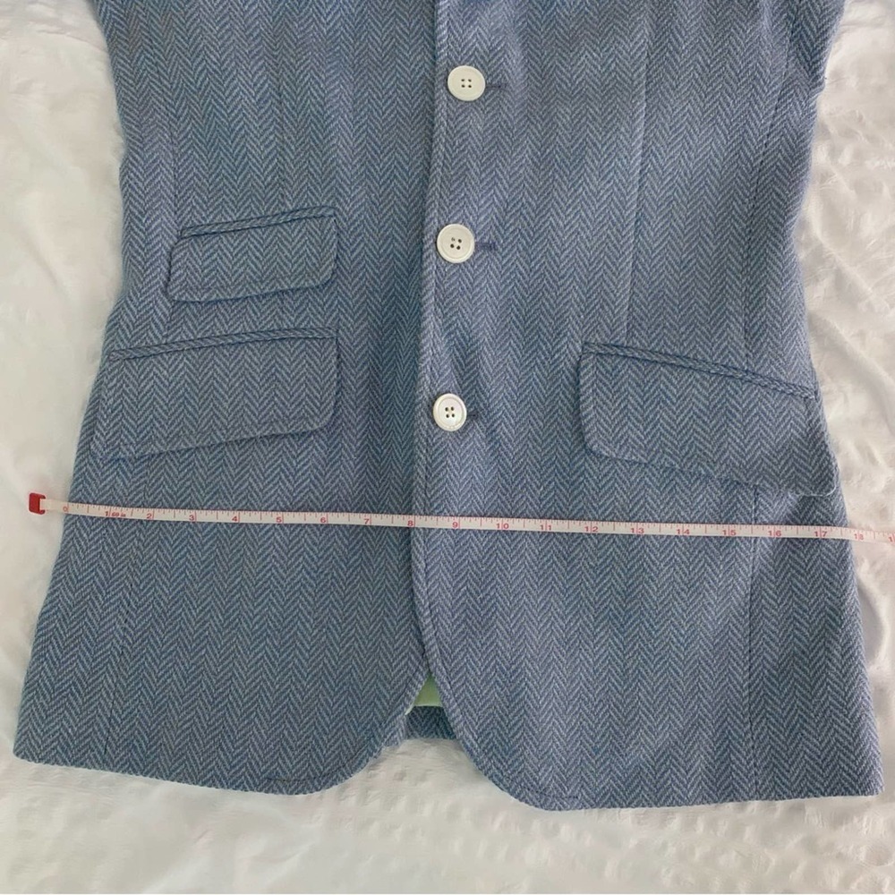 New Polo Ralph Lauren Blazer Blue Herringbone Linen Silk - Picture 12 of 16